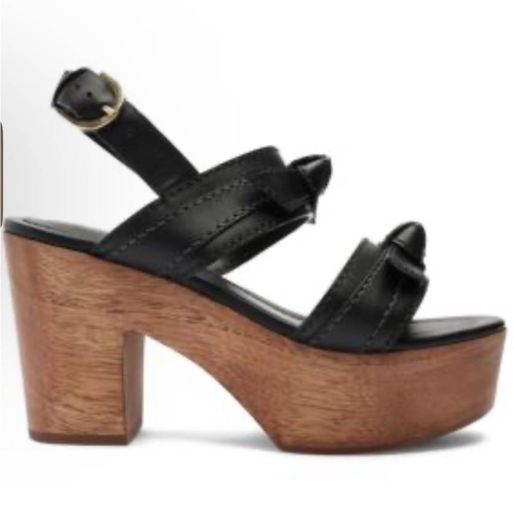 Black Leather Platform Sandals